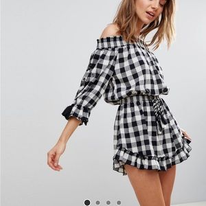 ASOS Off The Shoulder Gingham Beach Dress